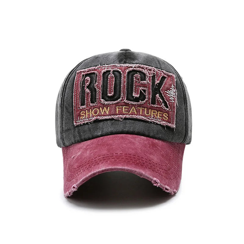 Vintage Letter ROCK Embroidery Baseball Cap Fashion Hip Hop Dad Trucker Hat Unisex Summer Sunshade Sport Hats