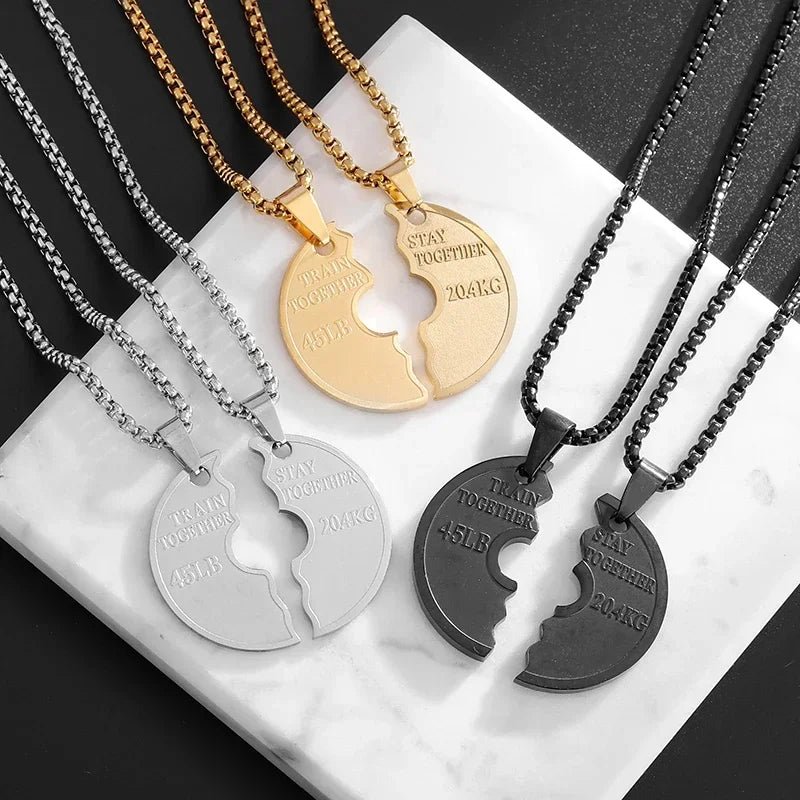 Domineering fitness handheld dumbbell barbell necklace pendant men's gym bodybuilding sports and leisure accessories