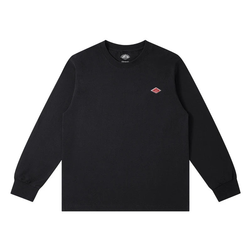 Embroidery Cotton 100% Long-sleeved Men's T Shirt 2025 New Round-collar Solid-color women T-shirt for Male Tshirt Man Tops Tees