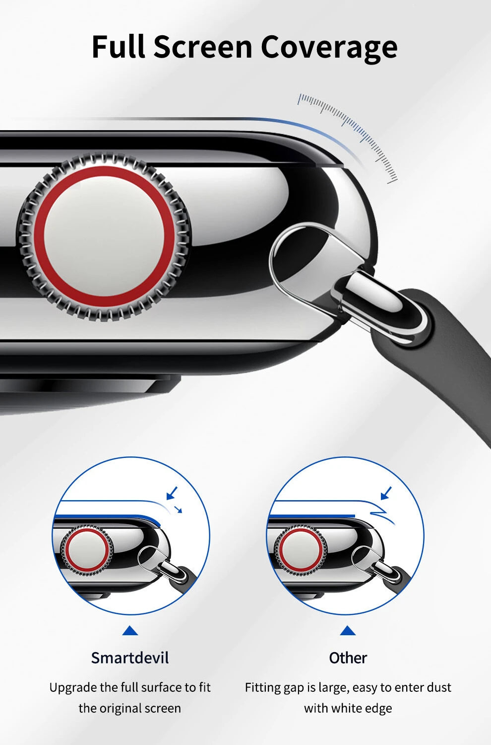SmartDevil Full Glue Soft Film for iWatch 8 7 41mm 45mm SE 6 5 4 44mm 40mm iWatch Screen Protector HD Easy to Install