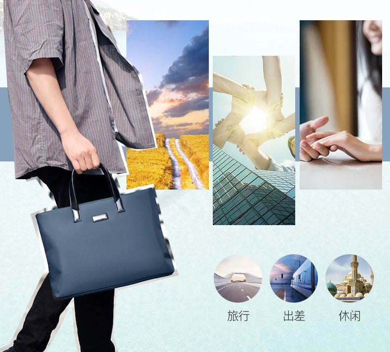 2026 Briefcase Fashionable Handbag Large Capacity Business Briefcase Waterproof Document Bag Men's Business Travel Big Handbag