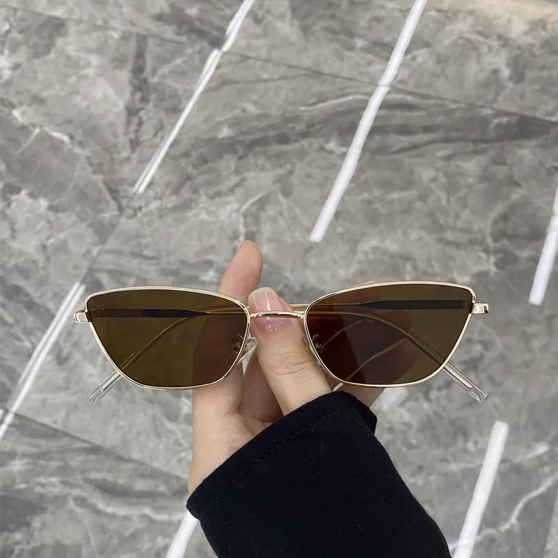 Women Slim Square Frame Ultra-light Sunglasses Vintage Black Silver Gold Frame Color Len Luxury Lenses Fashionable Accessories