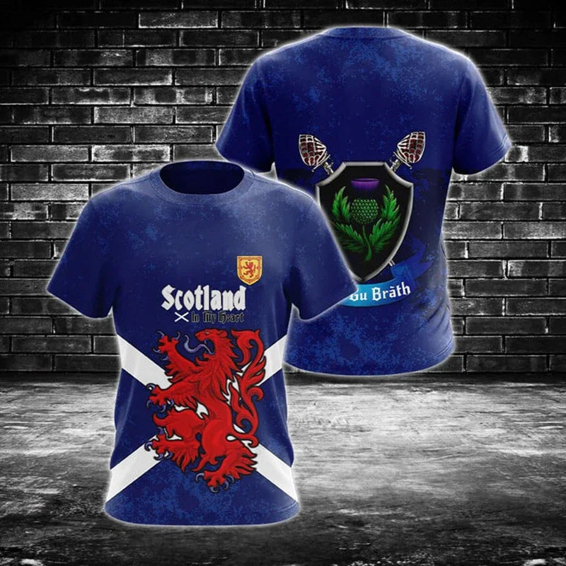 Scotland Symbol Customize Graphic T-shirts Summer Unisex Oversized Tees Casual Short Sleeve Tops Adults and Kids Sportswear