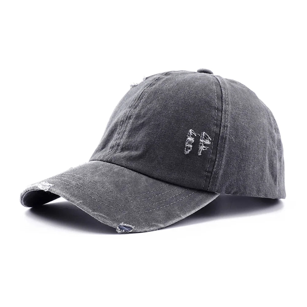New Spring Summer Hip Hop Leopard Print Ponytail Baseball Cap Outdoor Adjustable Casual Ripped Dad Hats for Women Sunscreen Hat