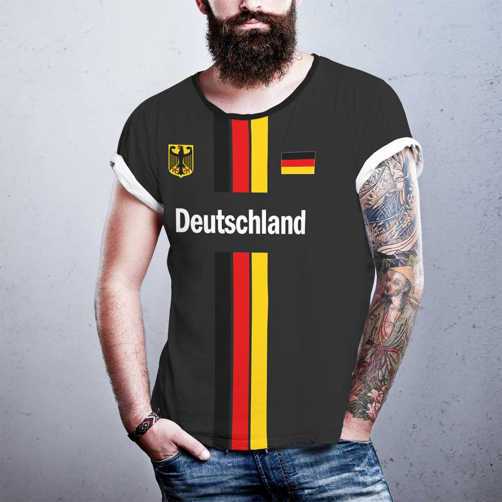 New Germany Football Jersey Summer Sports Breathable Quick-drying Men's T-shirt German Map Flag Kid's Short-sleeved Tees Gift
