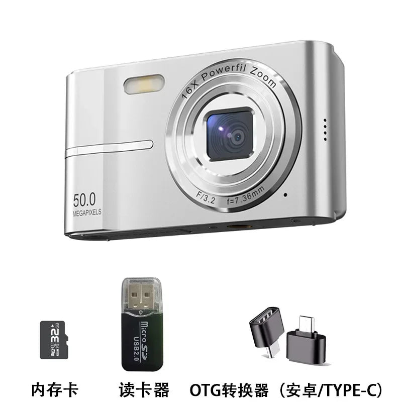 4K Digital Camera 50MP 16X Student Camera Outdoor Anti-Shake Digital Video Camera Flash Video Recorder Small Video Camera