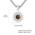Trendy Sunflower Necklace for Men Boys,Stainless Steel Natural Stone Pendant,Jewelry Gift for Husband Dad Son BBF
