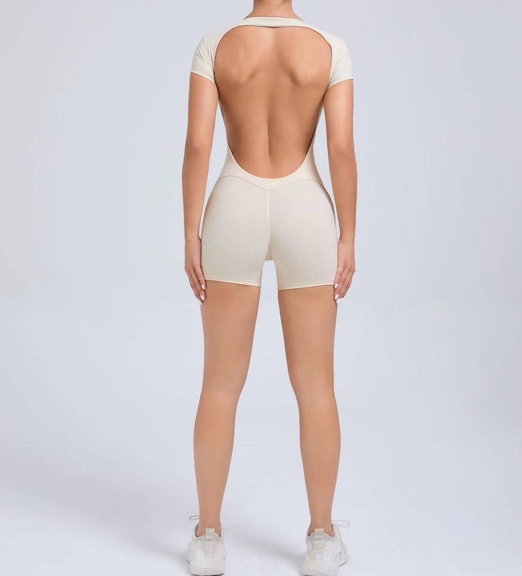 New Yoga shorts Jumpsuit OPEN BACK TEE BODYSUIT Tight Fitting Hip Lifting Exercise Fitness Clothing Breathable Cycling Jersey