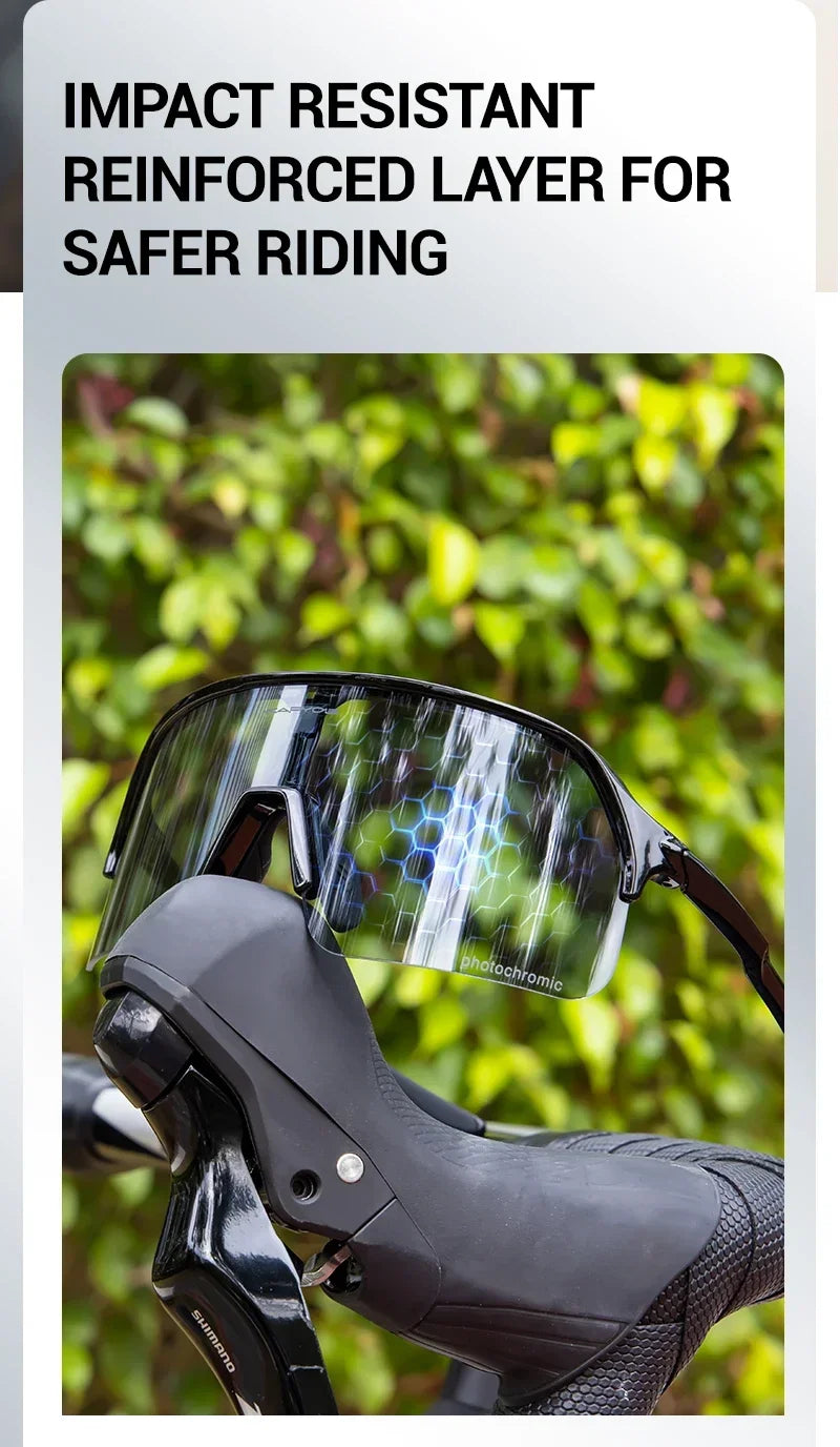 KAPVOE New Photochromic Hiking Eyewear Sunglasses Man Cycling Glasses Driving Bicycle Women MTB Bike Outdoor Sport UV400 Goggles
