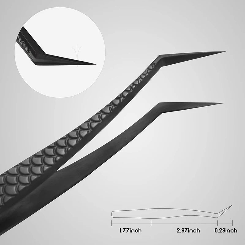 Customized Private LOGO False Lash Tweezers For Eyelash Extensions Boot Isolation Clip Tongs Black Perfect Close Nail Art Tools