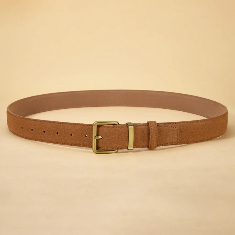 Men's Suede Belt Retro Trend Alloy Buckle Men's Belt Large Size Genuine High End Belt, Gift for Boyfriend and Dad