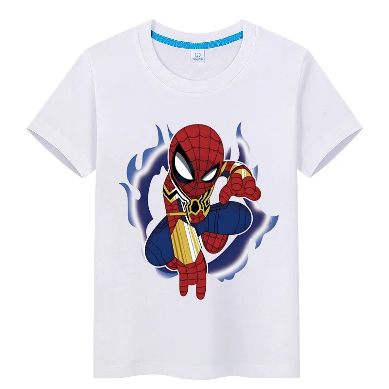 Kid's Iron Man Spider Man Retro T-shirt Printed Casual Harajuku Aesthetics Neutral Theme Superhero Fan Artwork Clothing