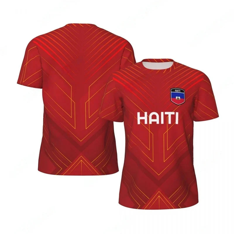 Haiti Flag Football T-shirt Men 3D Printed T Shirt Boys Fashion O'neck Short Sleeve Soccer Tshirt Breathable Sports Loose Tees