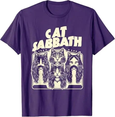 Cat Sabbath Funny Cat Dad T-Shirt Rock Music Streetwear Clothes Humor Kitty Band Y2k Saying Tee Rap Hip Hop Short Sleeve Blouses
