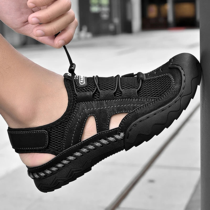 New Mens Sandals Summer Breathable Mesh Sandals Men Outdoor Casual Lightweight Beach Sandals Fashion Men Shoes Large Size 38-46