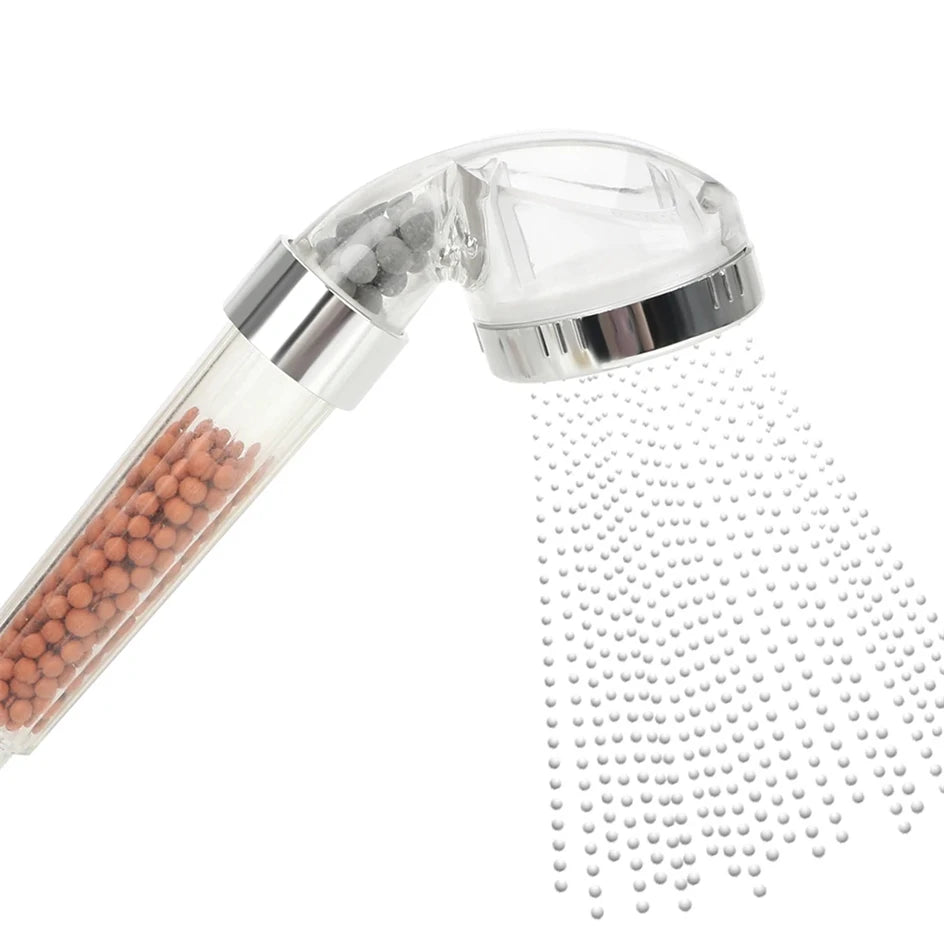 1PC ABS Filtered Shower Head Anti Limestone High-Pressure Water Saving Handheld Clear Showerheads with Filter Beads for Bathroom