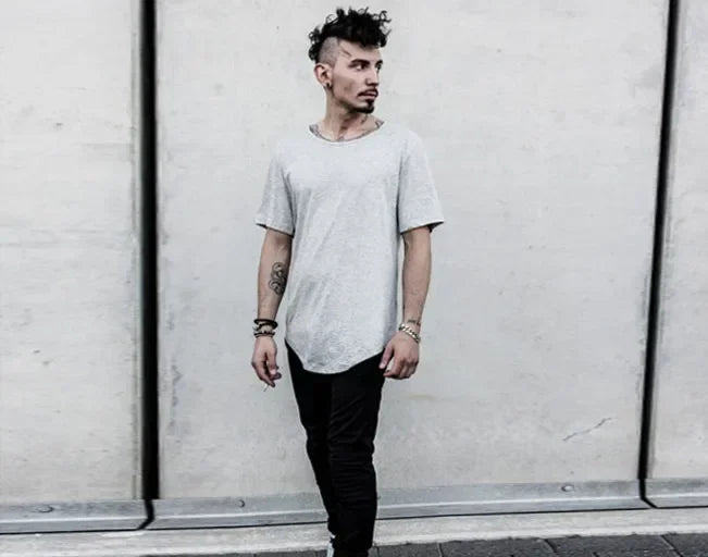 2026 MRMT High Street Arc Hem Mens T Shirt High Quality Cotton Men T-Shirt Lengthened Over Size Man Tops Tees For Male Tshirt
