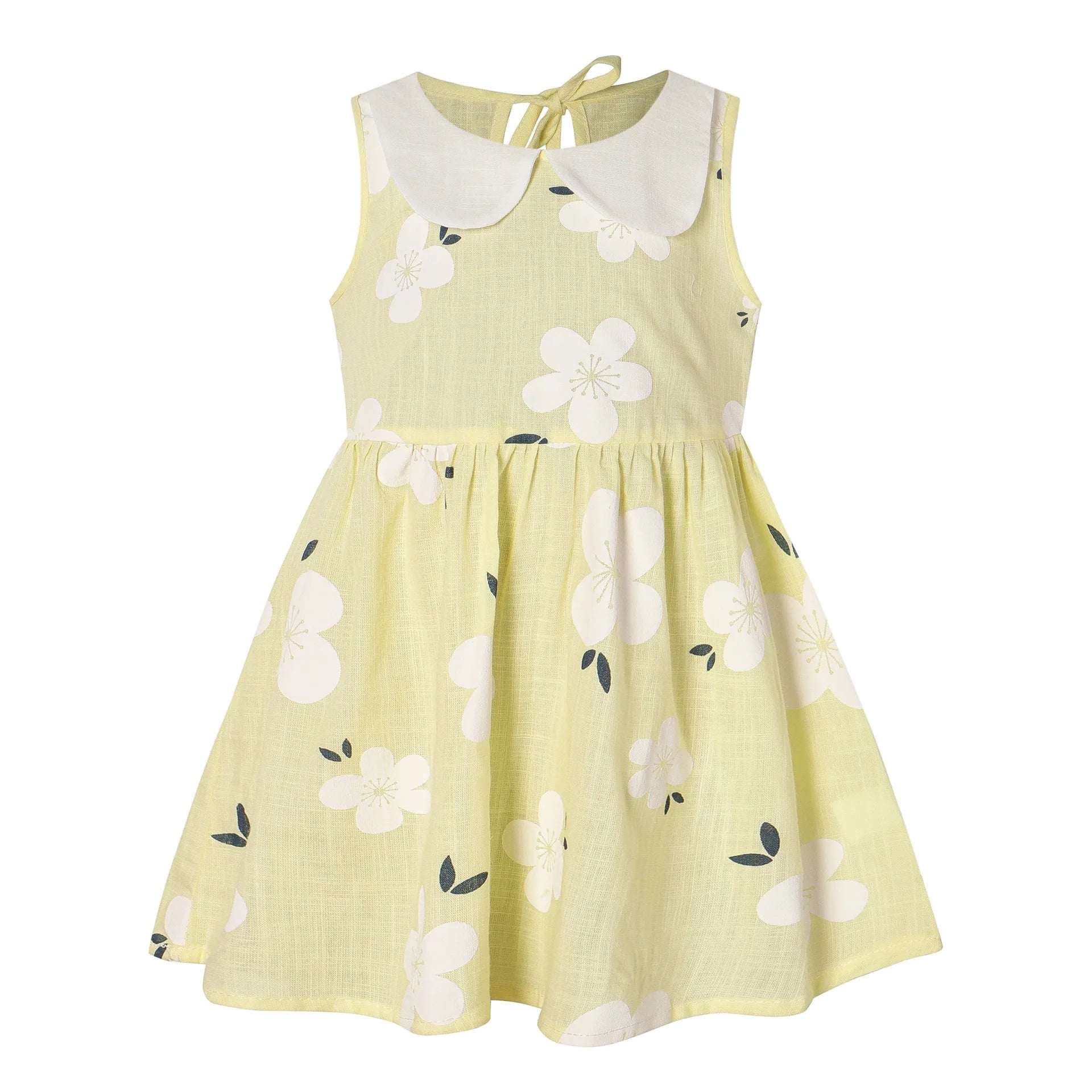 2026 Summer Baby Girls Korean Version Style Sleeveless Peter Pan Collar Sundress Children Cotton Linen Princess Dress 0-6Years