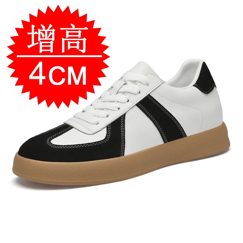 Man Vintage Elevator Shoes Height Increase Insole 8cm Taller Lift Sneakers Shoes Men Leisure Fashion Sports White Shoes