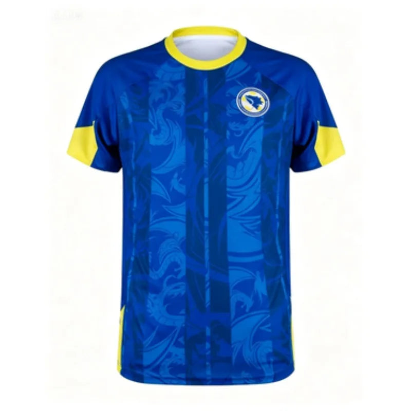 2026 Bosnia and Herzegovina Men's Sports Jersey Crew Neck T-shirt Quick Dry Breathable Football Training Shirt Family Kids Tees