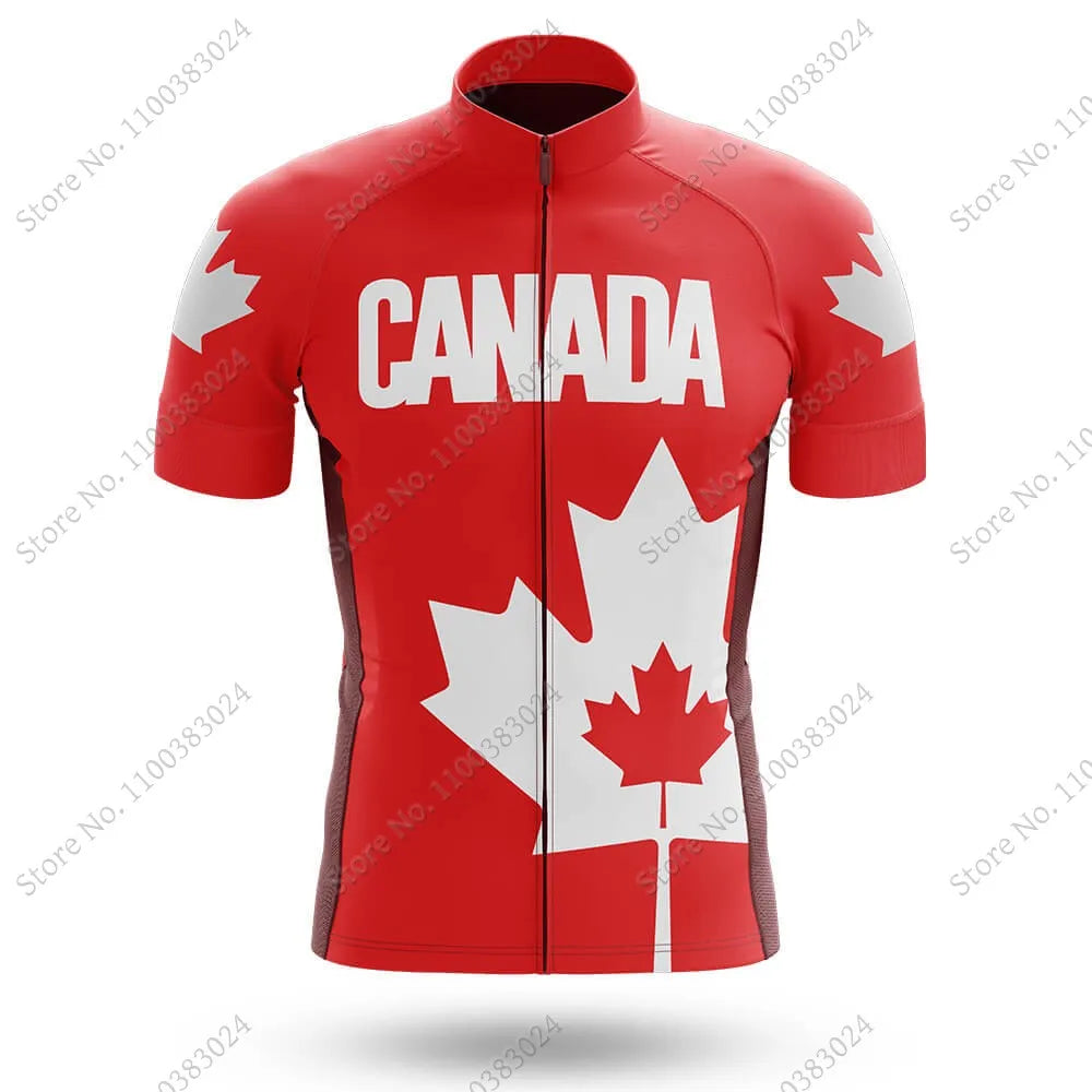 2024 Canada National Team Cycling Jersey Set Summer Maple Leaf Clothing Road Bike Shirts Suit Bicycle bib Shorts MTB Ropa