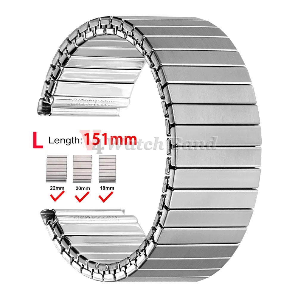 14mm 16mm 18mm 20mm 22mm Stainless Steel Elastic Stretch Strap Watch Band Accessories Bracelet Metal Expansion Strap Wristband