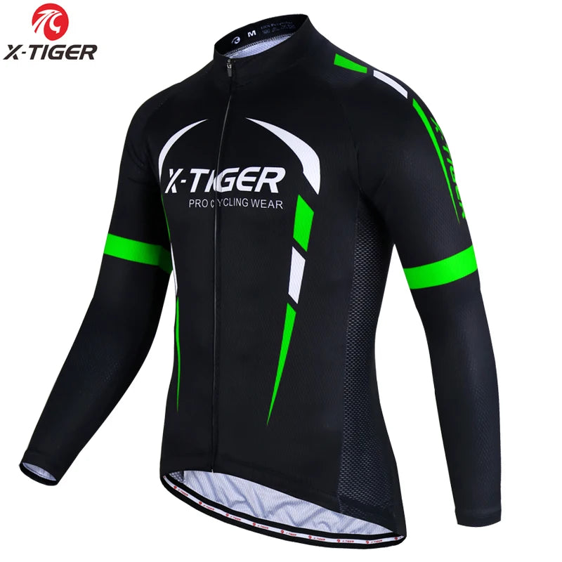 X-TIGER Cycling Jersey Men Long Sleeve MTB Bicycle Cycling Clothing Mountain Bike Sportswear Breathable MTB Shirts Basic Series