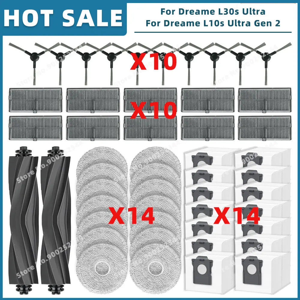 Compatible For Dreame L10s Ultra Gen 2 / L30s Ultra / L30 Pro Ultra Parts Accessories Main Side Brush Filter Mop Cloth Dust Bag