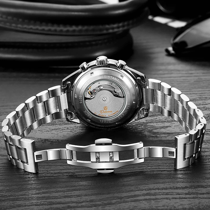 Automatic Watch for Men Stainless Steel Luminous Waterproof Moon Phase Man Watches Luxury Men's Mechanical Wristwatch