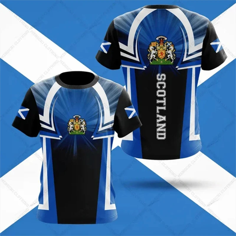 Scottish Flag National-themed Men's T-shirt 3D Printed Outdoor Men's Clothing Training Quick-drying Breathable Football Jersey