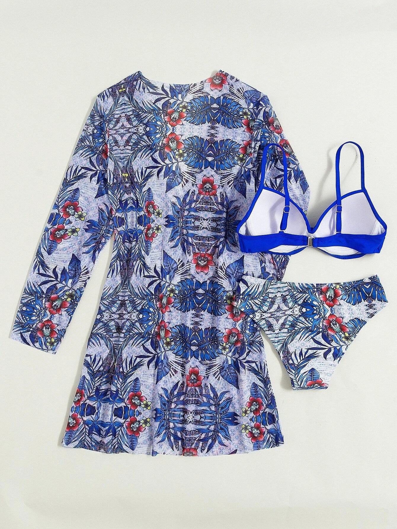 3 Pieces Push Up Bikinis 2026 Women With Kimono Beach Printed Swimsuit Sexy Swimwear Female Bathers Bathing Swimming Swim Suit