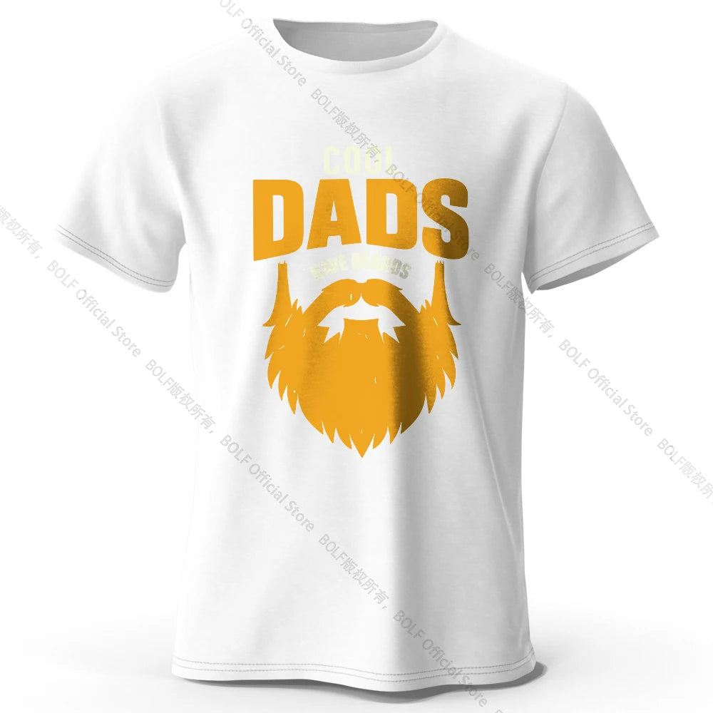 Men's Cool Dad with Beards Printed T-Shirt 100% Cotton Oversized Funny Graphic Tees for Women Summer Tops Humor Streetwear