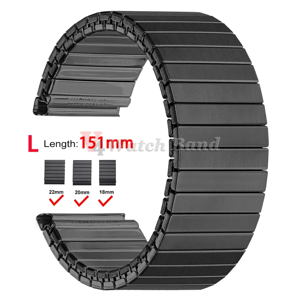 14mm 16mm 18mm 20mm 22mm Stainless Steel Elastic Stretch Strap Watch Band Accessories Bracelet Metal Expansion Strap Wristband