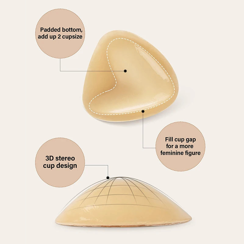 1/2 Pair Ultra Boost Inserts Double-Sided Adhesive Pads Sticky Bikini Padding Inserts for Sports Bra Swimsuit Partywear