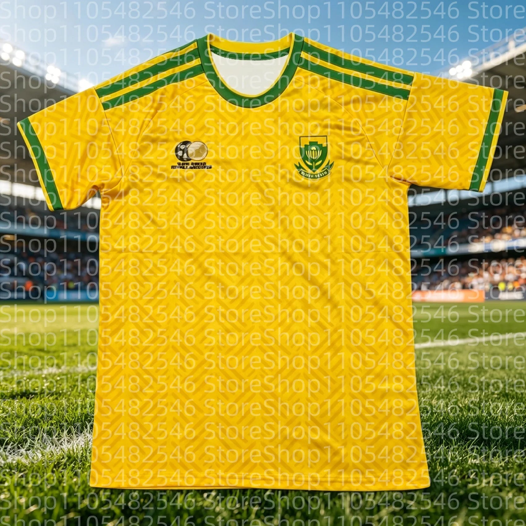 2026 South Africa Yellow Green Soccer Jersey Geometric Pattern Quick-drying Breathable Fan Edition Family Matching Outfit