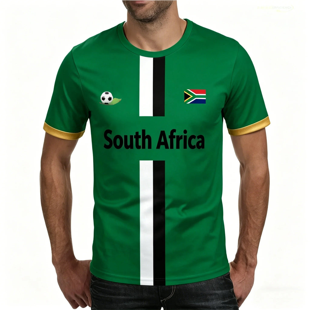 South Africa Football T Shirts Summer Fashion Short Sleeve South Africa Flag 3D Printed T-shirts Casual O Neck Loose Mens Tees