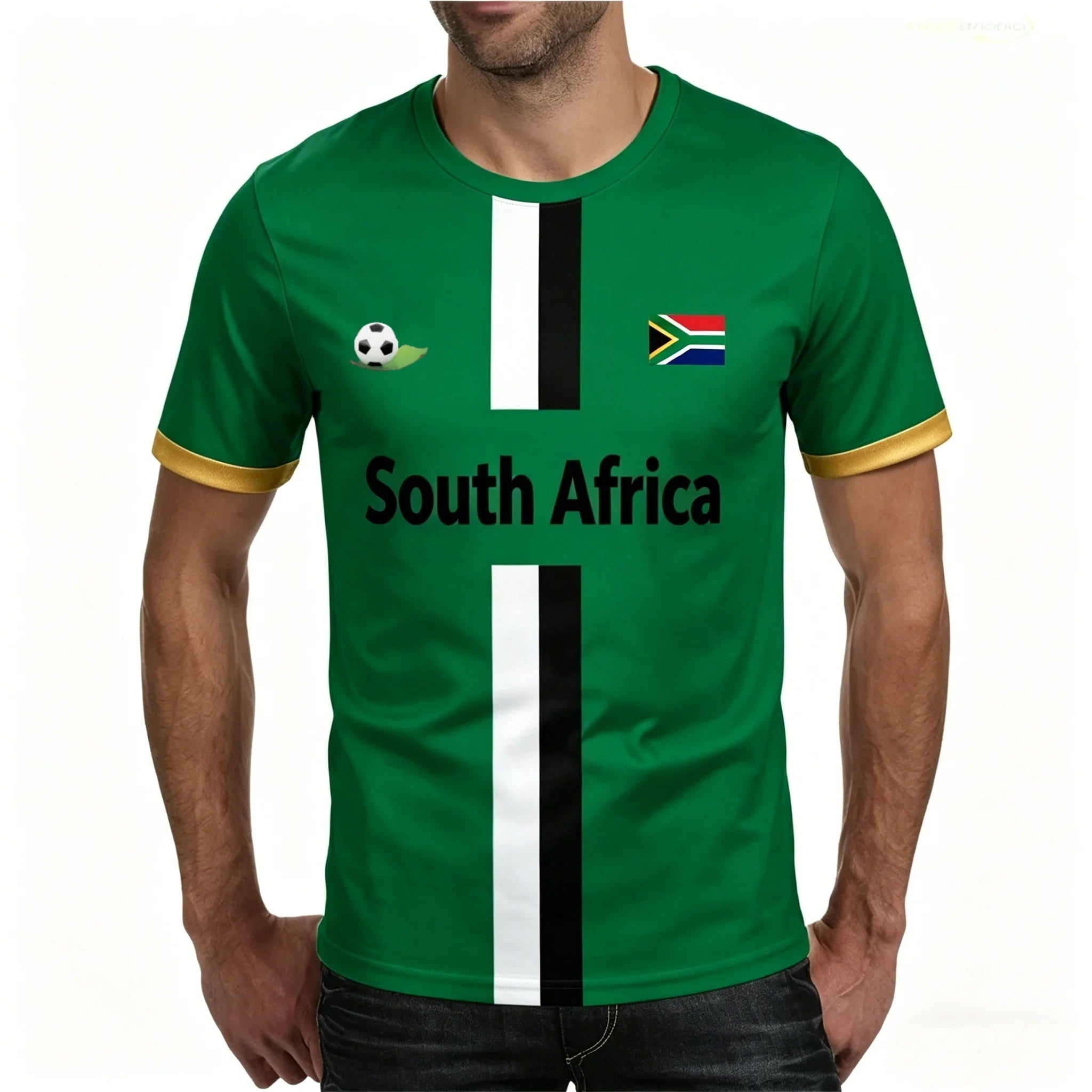 South Africa Football T Shirts Summer Fashion Short Sleeve South Africa Flag 3D Printed T-shirts Casual O Neck Loose Mens Tees