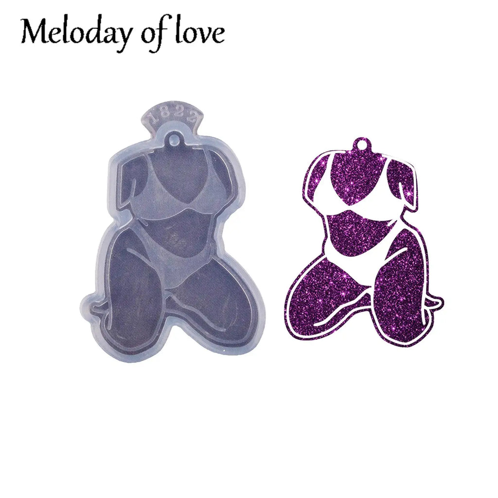 Glossy Girl Bikini Epoxy Silicone Resin Keychain Molds, Chocolate Fondant Sugarcraft Sugar Craft Swimsuit Molds DIY Cake DY1837