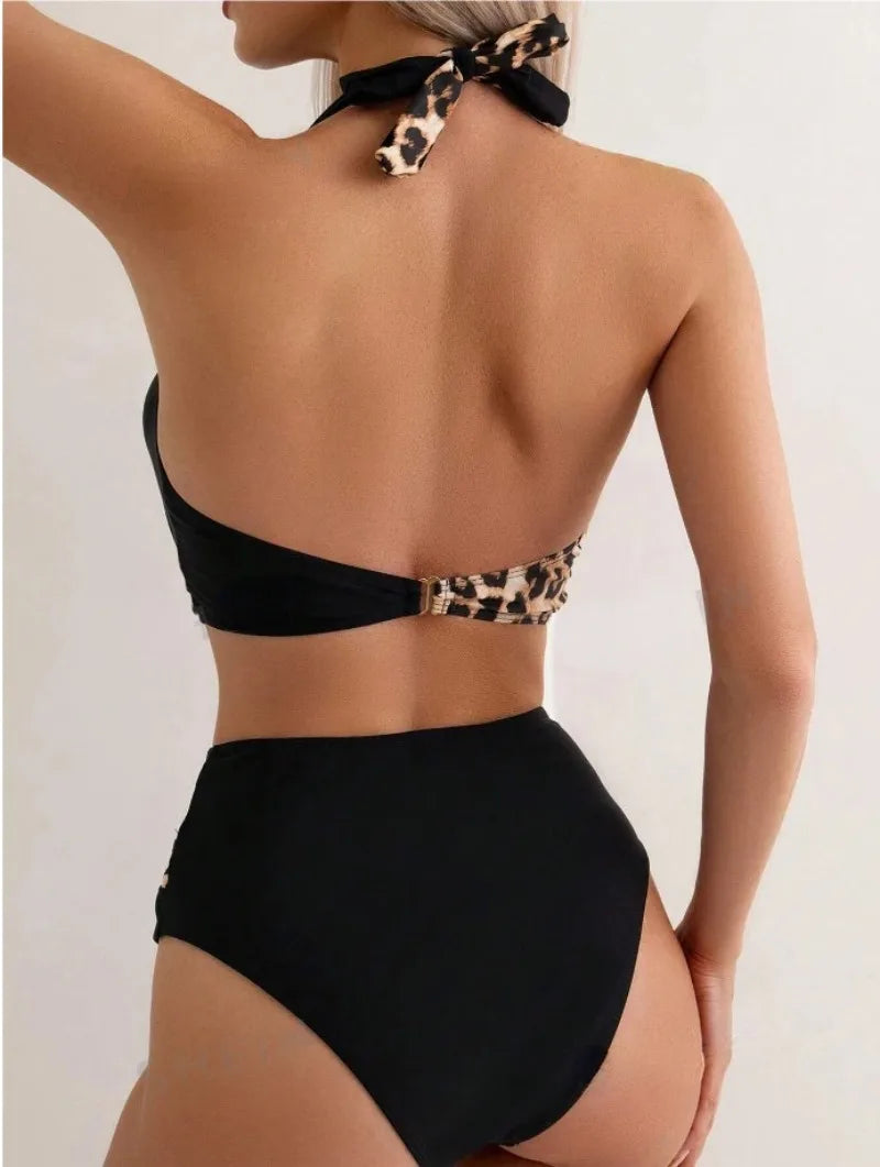 New Sexy Backless Bikini Cross Strap Color Collision Swimwear Women Split Bikini Set Two Pieces Bathing Suit Beachwear Swimsuit