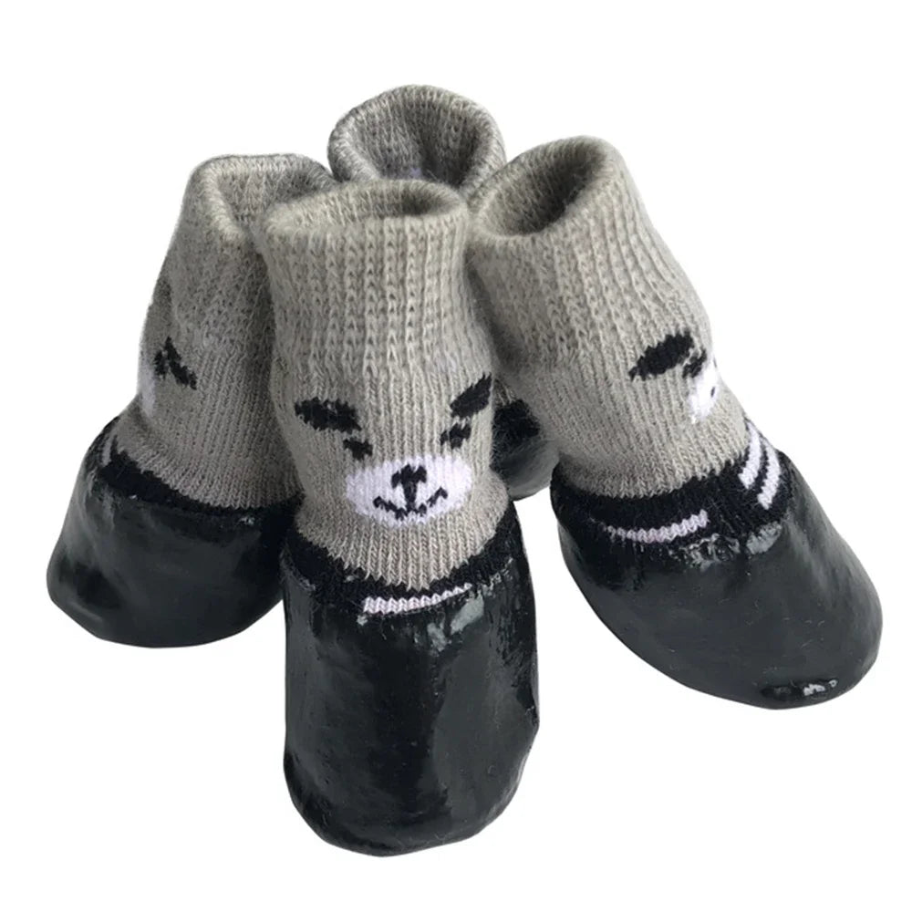 4pcs/Set Dogs Winter Socks Puppy Warm Waterproof Anti-Slip Boots for Small Large Dogs Cats Outdoor Pet Chihuahua Teddy Shoes