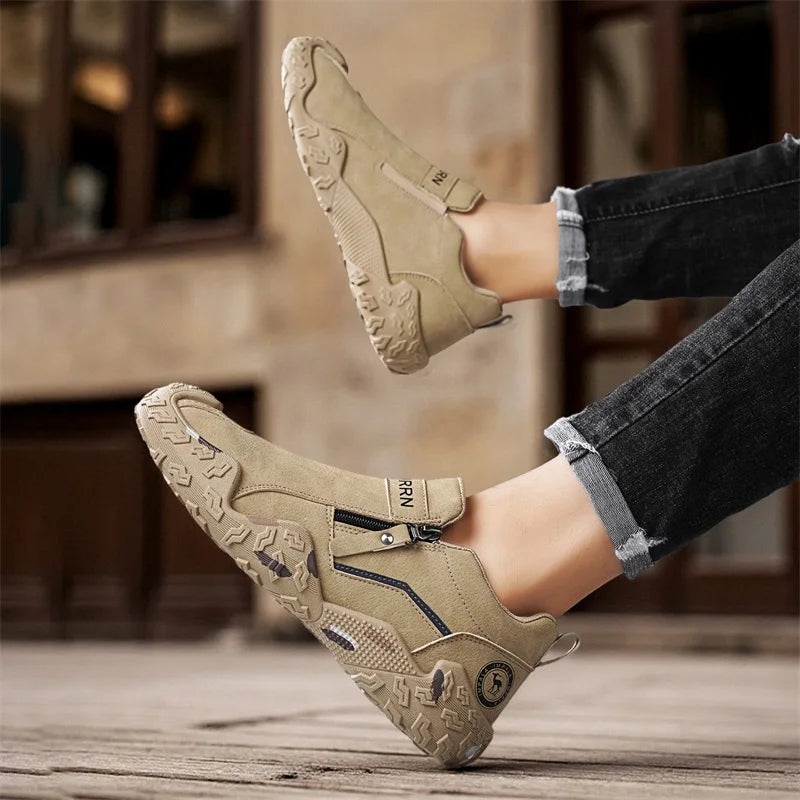 Man Sneakers Designer Short Boots Fashion Leather Men Casual Shoes Comfortable Outdoor Lightweight Flats Anti Slip Walking Shoes
