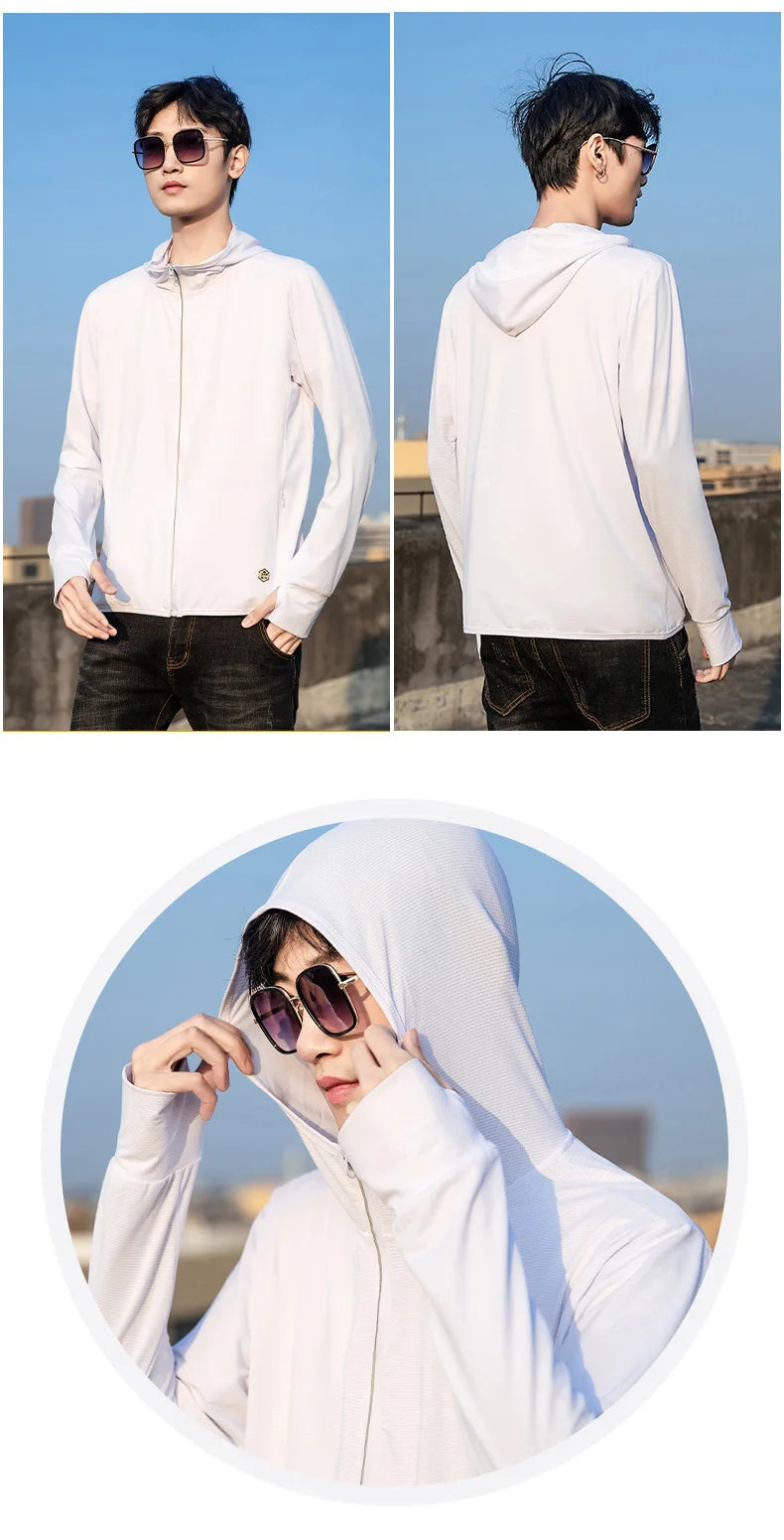 YJKVUR Unisex Summer New UPF 50+ UV Sun Protection Hoodie Jacket Men Women Lightweight Hiking Outdoor Long Sleeve Sun Shirt Coat
