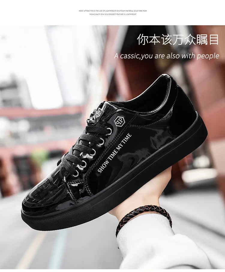 Men Casual Shoes Patent Leather Flats Loafers Tiger Skate Men Cool Driving Shoes Male Walking Shoes Sneakers Dress Footwears 47