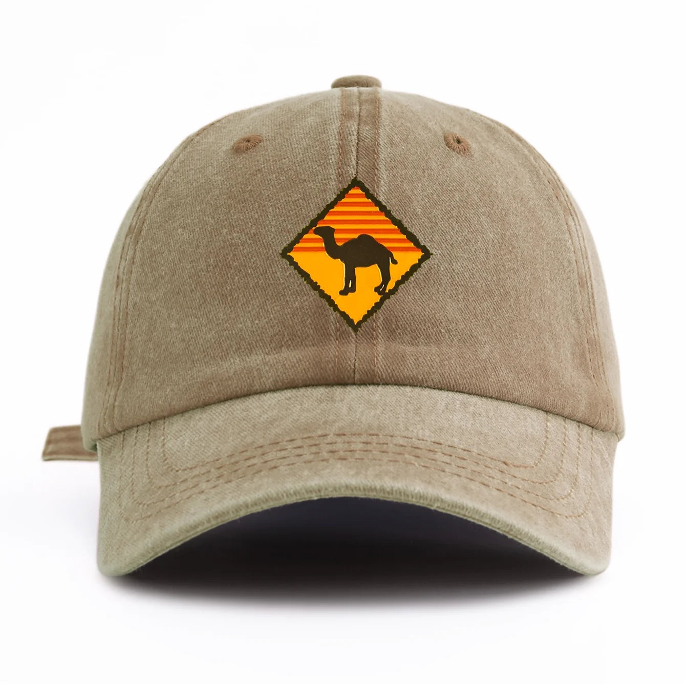 1pc CAMEL Print Washed Baseball Cap for Adults,Minimalist Retro Style Casual Soft Adjustable Dad Hat, Perfect As Gift
