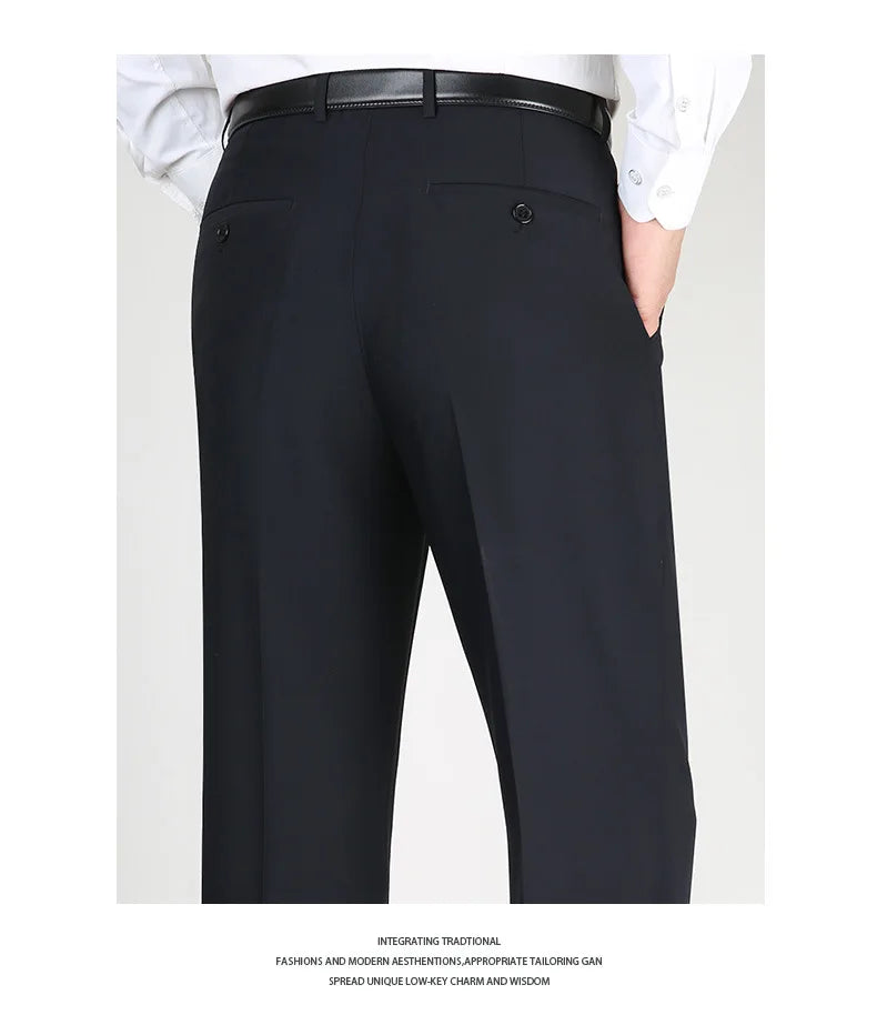 High Waist  Black Suit Pants man Formal Clothes For Men Clothing Thin Flat Khaki Dress Mens Trousers 2024 Summer 40 42
