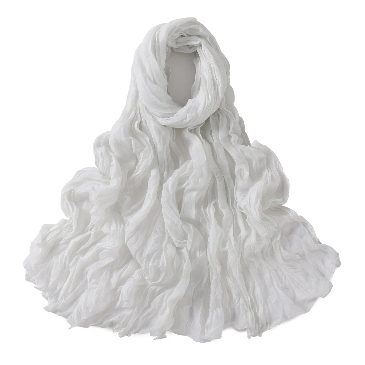 Crumpled Scarf For Women Girls Students Spring New Solid Color Cotton Voile Thin Scarves Soft Knitting Shawl Female Wrap Shawls