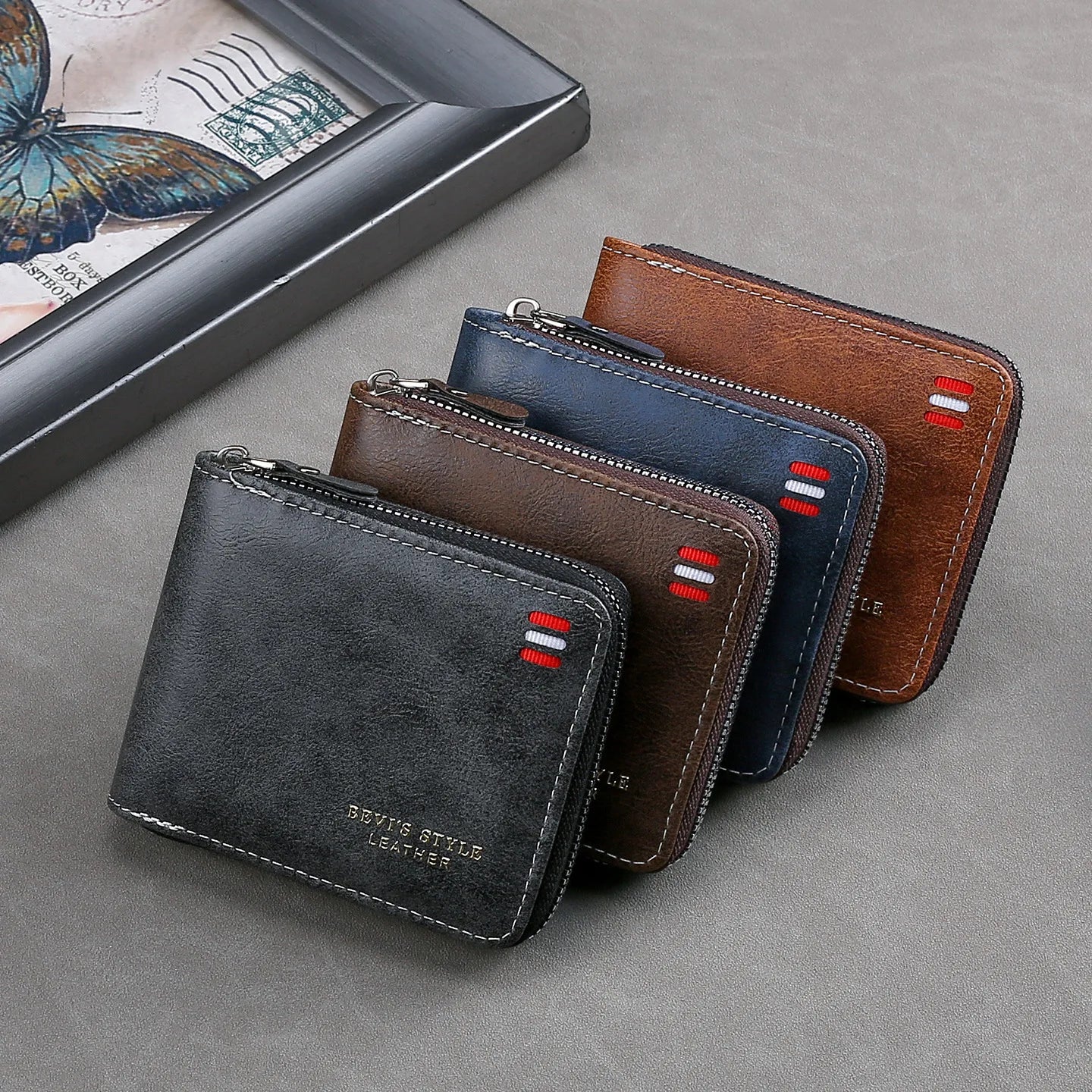 Men's Vintage Short Wallet - Trifold Zipper Coin Purse, Casual Buckle Waist Chain Money Bag, Zero Wallet for Students & Dad Gift