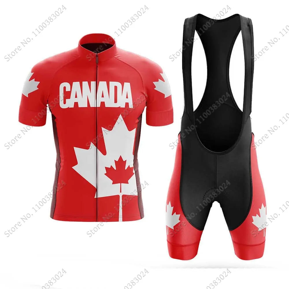 2024 Canada National Team Cycling Jersey Set Summer Maple Leaf Clothing Road Bike Shirts Suit Bicycle bib Shorts MTB Ropa
