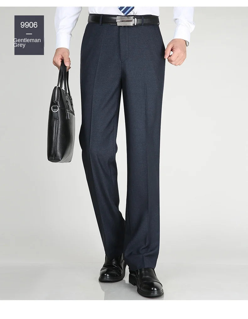 High Waist  Black Suit Pants man Formal Clothes For Men Clothing Thin Flat Khaki Dress Mens Trousers 2024 Summer 40 42