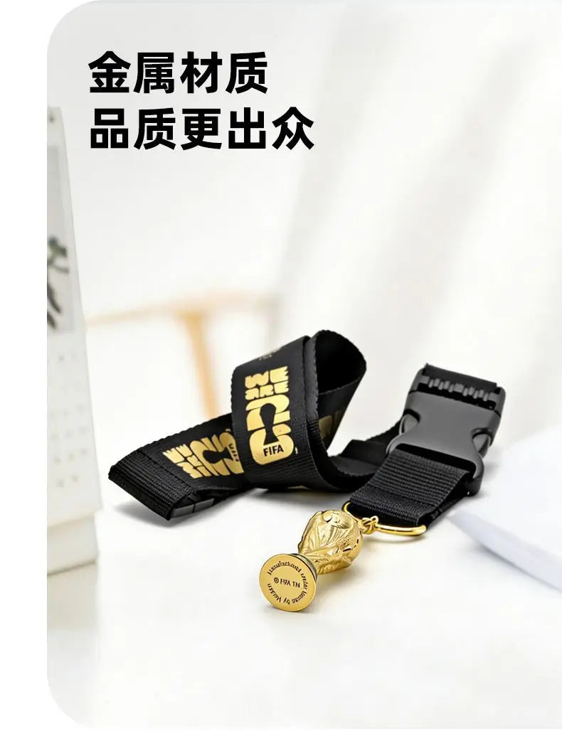Official Licensed FIFA 2026 World Cup USA Canada Mexico Black Trophy Lanyard Football Fans Neck Strap Pendant Accessories
